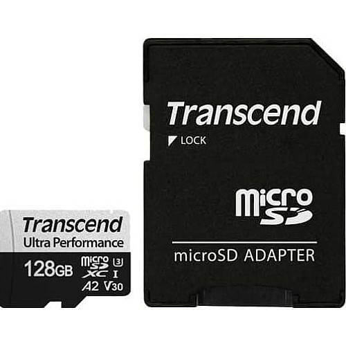 Карта пам'яті Transcend microSD  128GB C10 UHS-I U3 A2 R160/W90MB/s + SD