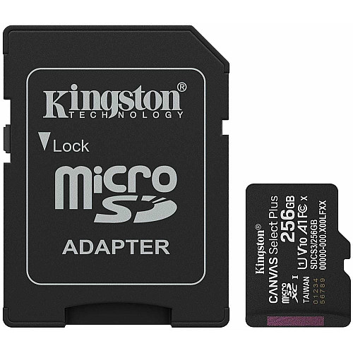 Карта пам'яті Kingston microSD  256GB C10 UHS-I A1 V10 R150MB/s + SD