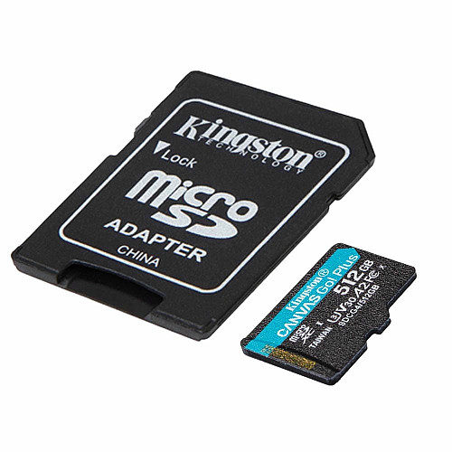 Карта памяти Kingston microSD 512GB C10 UHS-I U3 A2 V30 R200/W160MB/s + SD