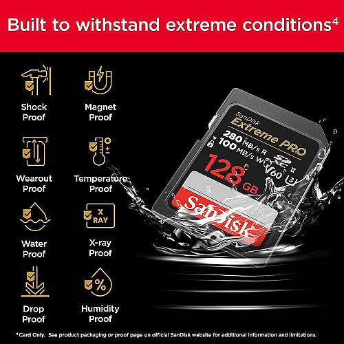 Карта памяти SanDisk SD 128GB C10 UHS-II U3 R280/W100MB/s Extreme Pro V60
