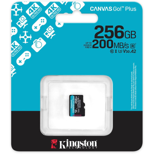Карта пам'яті Kingston microSD  256GB C10 UHS-I U3 A2 V30 R200/W160MB/s