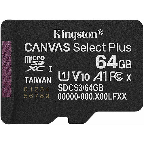 Карта пам'яті Kingston microSD   64GB C10 UHS-I A1 V10 R100MB/s