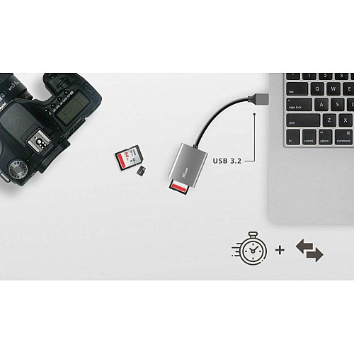 Кардрідер Trust Dalyx USB-A 3.2 > SD/microSD, Алюміній, 0.08м, Сірий