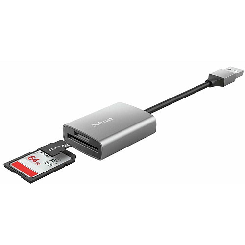 Кардрідер Trust Dalyx USB-A 3.2 > SD/microSD, Алюміній, 0.08м, Сірий