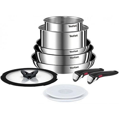 Набір посуду Tefal Ingenio Emotion, змінна ручка, 10предметів, нержавіюча сталь, бакеліт, пластик, силікон, скло
