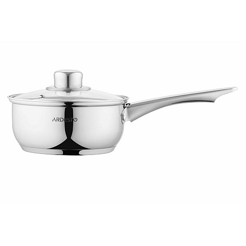 Ковш со стеклянной крышкой ARDESTO Gemini Gourmet Aosta, 1.2л, нержавеющая сталь