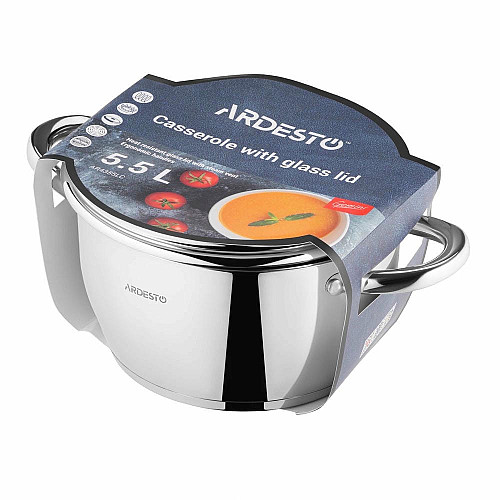 Каструля зі скляною кришкою ARDESTO Gemini Lucca, 5.5л, нержавіюча сталь