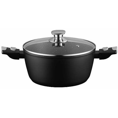 Кастрюля со стеклянной крышкой ARDESTO Gemini Bari, 3.9л, алюминий, черный