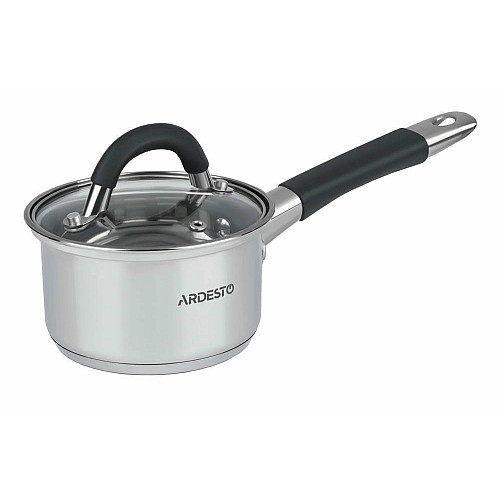 Ковш со стеклянной крышкой ARDESTO Gemini Salerno, 0.8л, нержавеющая сталь, силикон