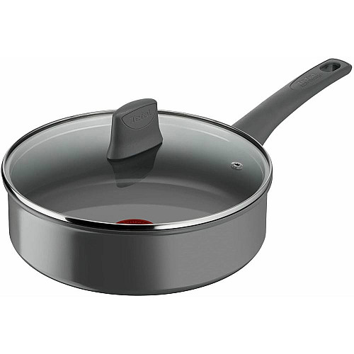 Сотейник с крышкой Tefal Renewal, 24см, алюминий, бакелит, стекло, серый