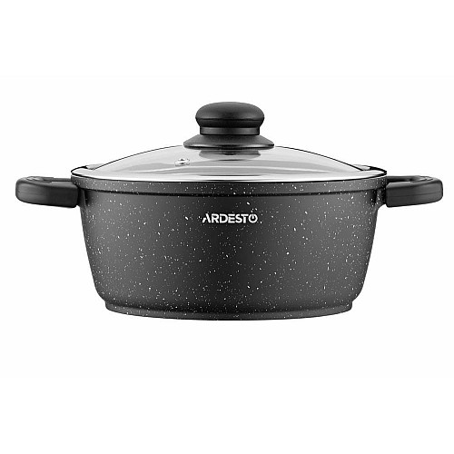 Кастрюля со стеклянной крышкой ARDESTO Gemini Anzio, 2.5л, алюминий, черный