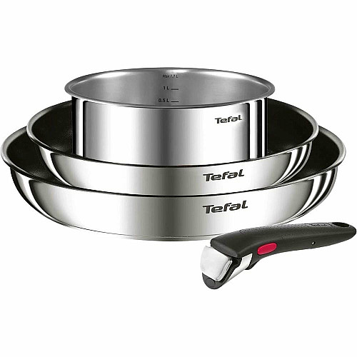 Набор посуды Tefal Ingenio Cook Eat, 4 предмета, нержавеющая сталь, бакелит, стальной