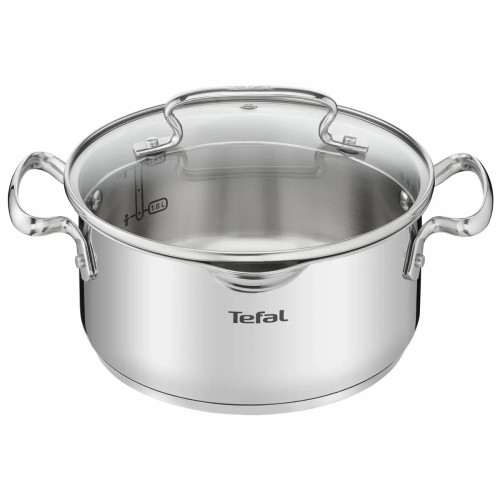 Каструля Tefal DUETTO+, 2.9л, з кришкою, нержавіюча сталь, скло