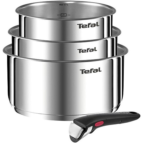 Набор посуды Tefal Ingenio Emotion, сменная ручка, 4 предмета, нержавеющая сталь, бакелит