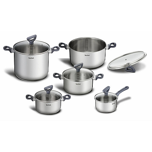 Набір посуду Tefal Daily Cook, 10предметів, нержавіюча сталь, бакеліт, скло