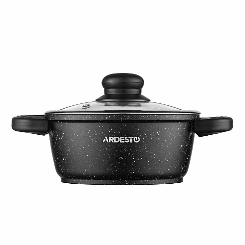 Кастрюля со стеклянной крышкой ARDESTO Gemini Anzio, 1.2л, алюминий, черный