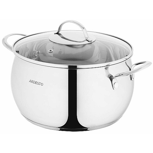Кастрюля со стеклянной крышкой ARDESTO Gemini Liguria, 6.4л, нержавеющая сталь