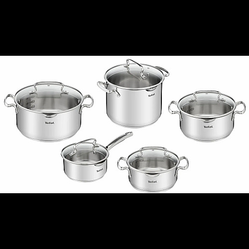 Набір посуду Tefal Duetto Plus, 10предметів, нержавіюча сталь, скло