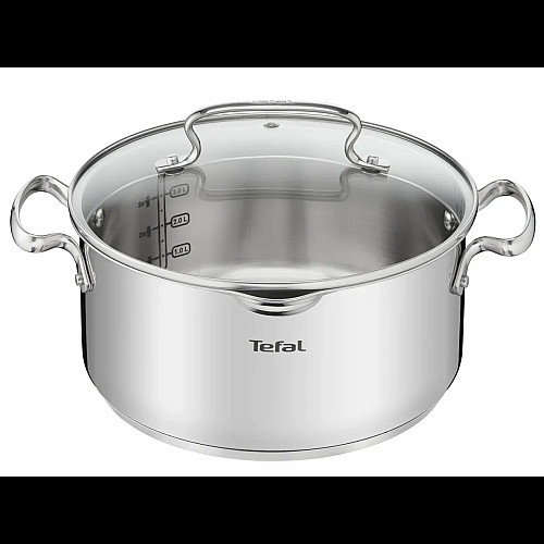 Каструля Tefal DUETTO+, 5л, з кришкою, нержавіюча сталь, скло