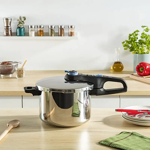 Скороварка Tefal Secure Trendy, 4л, с паровой корзинкой, нержавеющая сталь, пластик