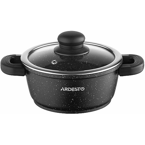 Кастрюля со стеклянной крышкой ARDESTO Gemini Anzio, 1.2л, алюминий, черный