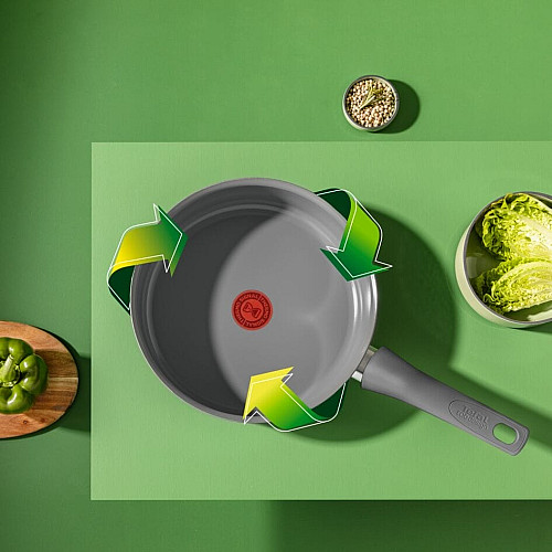 Сотейник с крышкой Tefal Renewal, 24см, алюминий, бакелит, стекло, серый