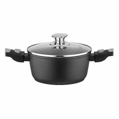 Кастрюля со стеклянной крышкой ARDESTO Gemini Bari, 2.5л, алюминий, черный