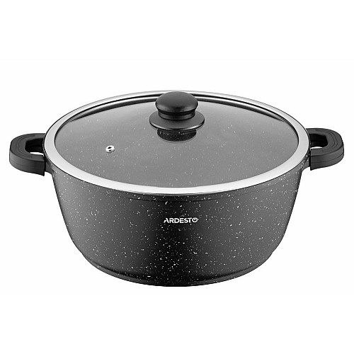 Кастрюля со стеклянной крышкой ARDESTO Gemini Anzio, 6.4л, алюминий, черный
