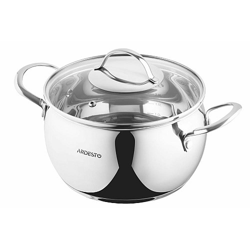 Кастрюля со стеклянной крышкой ARDESTO Gemini Liguria, 4л, нержавеющая сталь