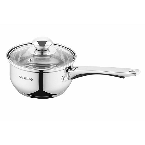 Ковш со стеклянной крышкой ARDESTO Gemini Gourmet Spoleto, 1л, нержавеющая сталь
