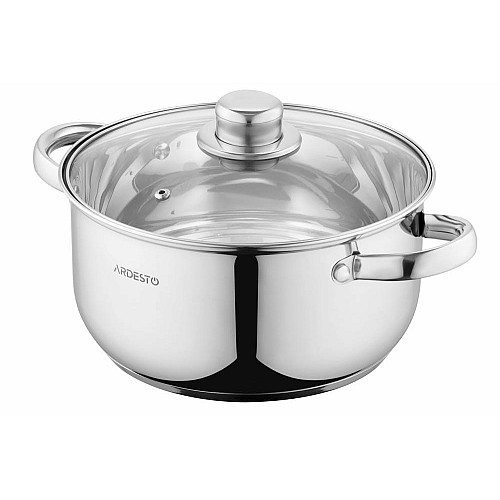 Кастрюля со стеклянной крышкой ARDESTO Gemini Gourmet Aosta, 3.8л, нержавеющая сталь