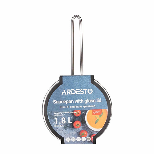 Ковш со стеклянной крышкой ARDESTO Gemini Liguria, 1.8л, нержавеющая сталь