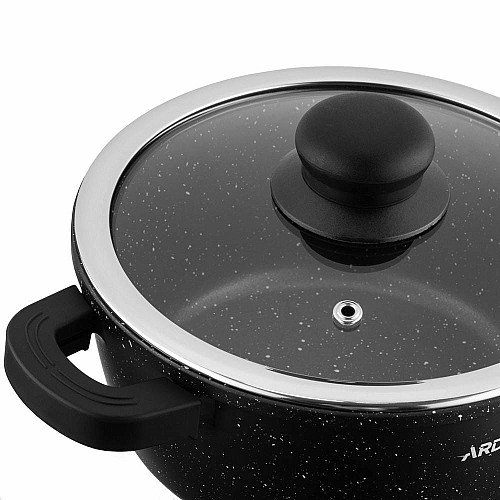 Кастрюля со стеклянной крышкой ARDESTO Gemini Anzio, 1.8л, алюминий, черный