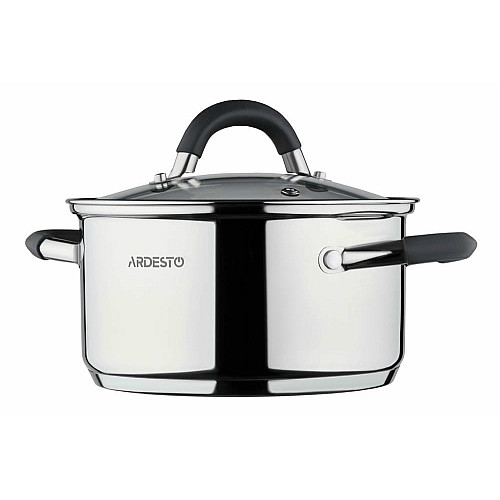 Кастрюля со стеклянной крышкой ARDESTO Gemini Salerno, 1.2л, нержавеющая сталь, силикон