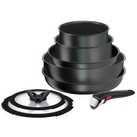Набір посуду Tefal Ingenio Daily Chef, змінна ручка, 8предметів, алюміній, бакеліт, силікон, скло, чорний