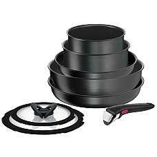 Набір посуду Tefal Ingenio Daily Chef, змінна ручка, 8предметів, алюміній, бакеліт, силікон, скло, чорний