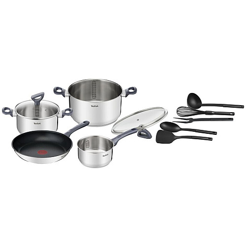 Набір посуду Tefal Daily Cook, 11предметів, нержавіюча сталь, бакеліт, скло