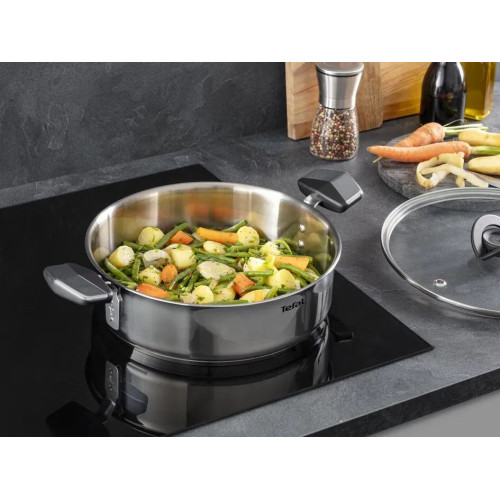 Сотейник Tefal Emotion+, з кришкою, 24см, нержавіюча сталь, бакеліт