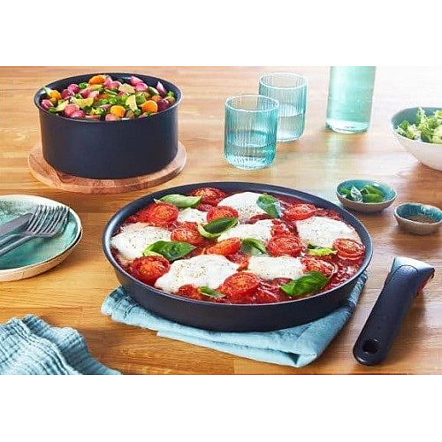 Набор посуды Tefal Ingenio Daily Chef, сменная ручка, 8 предметов, алюминий, бакелит, силикон, стекло, черный