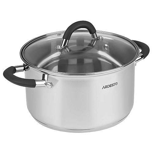 Кастрюля со стеклянной крышкой ARDESTO Gemini Salerno, 4.4л, нержавеющая сталь, силикон