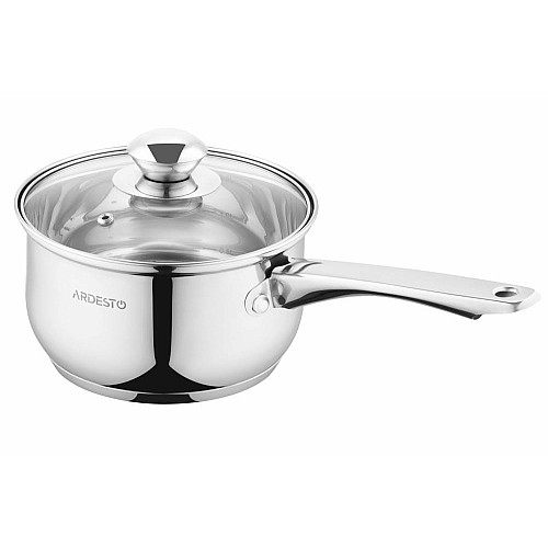 Ковш со стеклянной крышкой ARDESTO Gemini Gourmet Spoleto, 1.6л, нержавеющая сталь