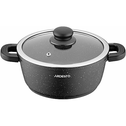 Кастрюля со стеклянной крышкой ARDESTO Gemini Anzio, 2.5л, алюминий, черный
