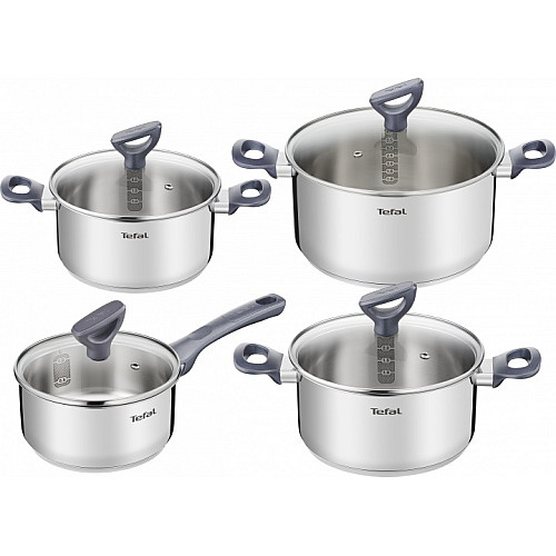 Набір посуду Tefal Daily Cook, 8предметів, нержавіюча сталь, бакеліт, скло