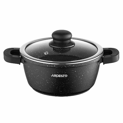Кастрюля со стеклянной крышкой ARDESTO Gemini Anzio, 1.8л, алюминий, черный