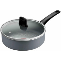 Сотейник Tefal Halo, 24см, с крышкой, алюминий, бакелит, стекло, серый