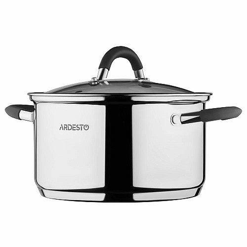 Кастрюля со стеклянной крышкой ARDESTO Gemini Salerno, 4.4л, нержавеющая сталь, силикон
