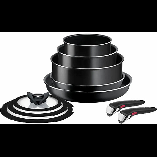 Набір посуду Tefal Ingenio Easy Cook & Clean, 10предметів, алюміній, нержавіюча сталь, бакеліт, чорний