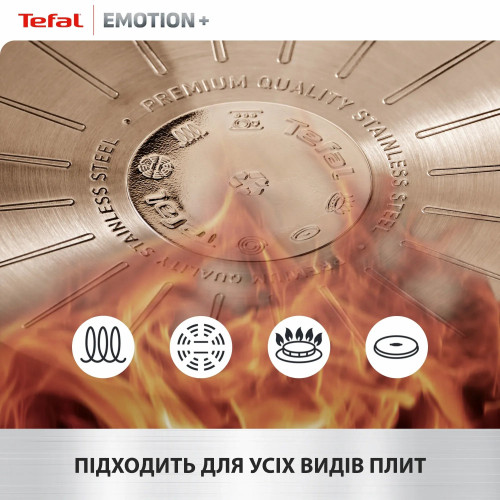 Сотейник Tefal Emotion+, з кришкою, 24см, нержавіюча сталь, бакеліт