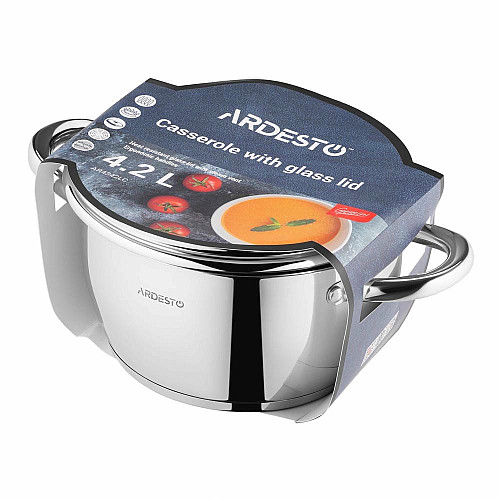 Каструля зі скляною кришкою ARDESTO Gemini Lucca, 4.2л, нержавіюча сталь