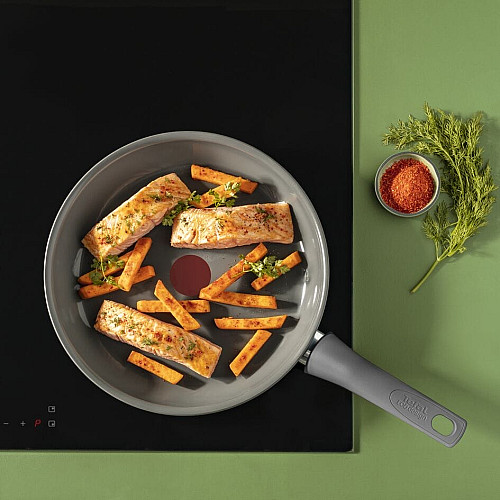 Сотейник с крышкой Tefal Renewal, 24см, алюминий, бакелит, стекло, серый
